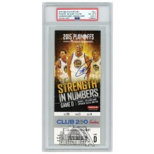 Stephen Curry Autographed 2015 NBA Playoffs Round 1 Game D Ticket PSA 8 PSA/DNA 9
