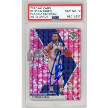 Stephen Curry 2019-20 Panini Mosaic Camo Pink Autograph Card #70 PSA/DNA 10