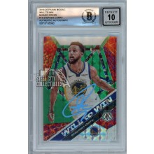 Stephen Curry 2019-20 Panini Mosaic Will to Win Green Autograph Card #14 BAS 10 (Blue)
