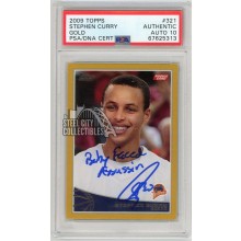 Stephen Curry 2009-10 Topps Gold Autograph "Baby Faced Assassin" Rookie Card #321 /2009 PSA Authentic PSA/DNA 10