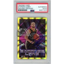 Stephen Curry 2018-19 Panini Donruss Express Lane Yellow Laser Autograph Card #18 24/25 PSA/DNA