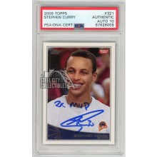 Stephen Curry 2009-10 Topps Autograph "2x MVP" Rookie Card #321 PSA Authentic PSA/DNA 10