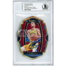 Stephen Curry 2018-19 Panini Select Maroon Die-Cut Autograph Card #108 129/175 BAS