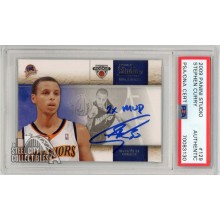 Stephen Curry 2009-10 Panini Studio Autograph "2x MVP" Rookie Card #129 PSA/DNA