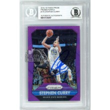 Stephen Curry 2015-16 Panini Prizm Purple Autograph Card #170 32/99 BAS