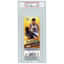 Stephen Curry Autographed 2014 NBA Playoffs Round 1 Game 6 Ticket PSA 8 PSA/DNA 9