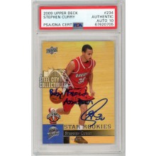 Stephen Curry 2009-10 Upper Deck Autograph "Baby Faced Assassin" Rookie Card #234 PSA Authentic PSA/DNA 10