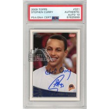 Stephen Curry 2009-10 Topps Autograph "Chef Curry" Rookie Card #321 PSA Authentic PSA/DNA 10