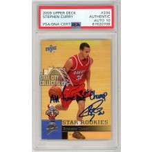 Stephen Curry 2009-10 Upper Deck Autograph "All Time 3pt Champ" Rookie Card #234 PSA Authentic PSA/DNA 10