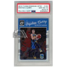Stephen Curry 2016-17 Panini Donruss Optic Autograph #135 PSA 10 AUTO 8