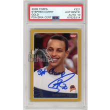 Stephen Curry 2009-10 Topps Gold Autograph "3pt Champ" Rookie Card #321 /2009 PSA Authentic PSA/DNA 10