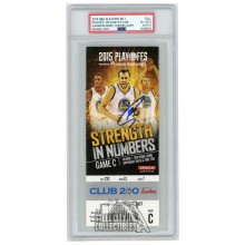 Stephen Curry Autographed 2015 NBA Playoffs Round 1 Game C Ticket PSA 6 PSA/DNA 9