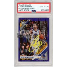 Stephen Curry 2019-20 Panini Donruss Optic Purple Shock Autograph Card #8 PSA/DNA 10 (Yellow)