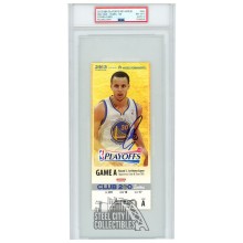 Stephen Curry Autographed 2013 NBA Playoffs Round 1 Game 3 Ticket PSA 8 PSA/DNA 10