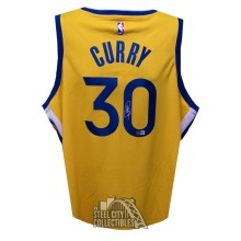 Stephen Curry Autographed Golden State Warriors Yellow Nike Swingman Jersey - BAS