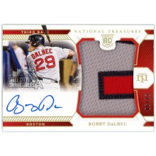 Bobby Dalbec 2021 Panini National Treasures Holo Gold Rookie Patch Autograph Card #197 6/25