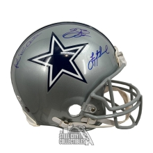 Dallas Cowboys Triplets Autographed Proline Full-Size Football Helmet - JSA LOA