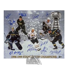 Dallas Stars 1998-99 Champs W/ 6 HOFers Autographed 16x20 Hockey Photo - BAS (Horizontal)