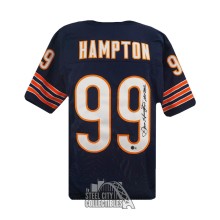 Dan Hampton Autographed HOF 2002 Chicago Custom Navy Football Jersey - BAS