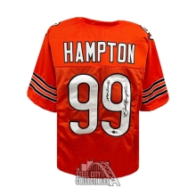 Dan Hampton HOF 2002 Autographed Chicago Custom Orange Football Jersey - BAS (INSC Middle)