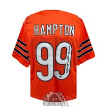 Dan Hampton HOF 2002 Autographed Chicago Custom Orange Football Jersey - BAS