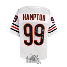 Dan Hampton Autographed HOF 2002 Chicago Custom White Football Jersey - BAS (Right 9 Signed)