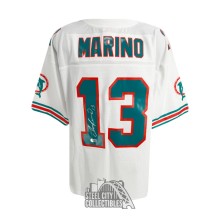 Dan Marino Autographed Miami Dolphins 1994 White Mitchell & Ness Football Jersey - BAS (Teal Numbers)