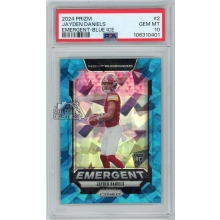 Jayden Daniels 2024 Panini Prizm Emergent Blue Ice Rookie Card #2 61/99 PSA 10