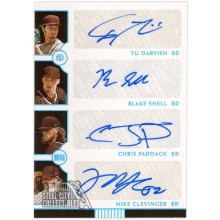 Yu Darvish Blake Snell Chris Paddack Mike Clevinger 2021 Panini National Treasures Quad Autograph Card #SD-21 1/1
