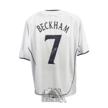 David Beckham Autographed 1998 England Home White Soccer Jersey - Panini