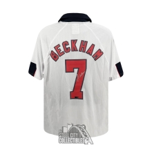 David Beckham Autographed England Home Replica White Soccer Jersey - Panini