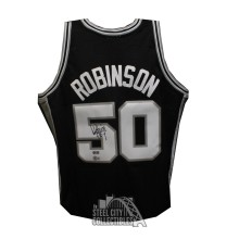 David Robinson Autograph San Antonio Black Mitchell & Ness Basketball Jersey - BAS