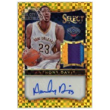 Anthony Davis 2014-15 Panini Select Prizms Gold Patch Autograph Card 02/10 #60