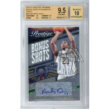 Anthony Davis 2014-15 Panini Prestige Bonus Shots Green Autograph Card #66 2/5 BGS 9.5