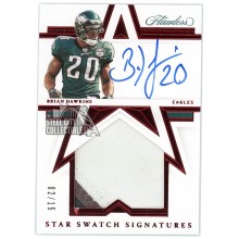 Brian Dawkins 2021 Panini Flawless Star Swatch Signatures Red Patch Auto 2/15