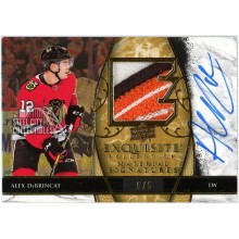 Alex DeBrincat 2019-20 Upper Deck Exquisite Material Signatures Game-Used Patch Autograph Card #EMS-AD 5/5