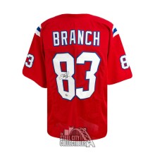 Deion Branch Autographed New England Custom Red Football Jersey - BAS