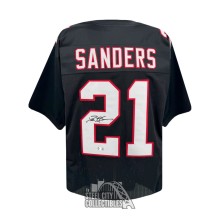 Deion Sanders Autographed Atlanta Custom Black Football Jersey - BAS (2 Signed)
