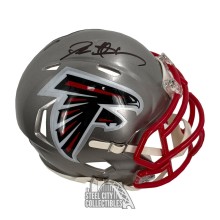 Deion Sanders Autographed Atlanta Falcons Flash Mini Football Helmet - BAS (Black Ink)