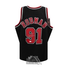 Dennis Rodman Autographed Chicago Black Mitchell & Ness Basketball Jersey - BAS (XL)