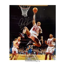 Dennis Rodman Autographed Chicago Bulls 16x20 Photo - BAS (Dunk)