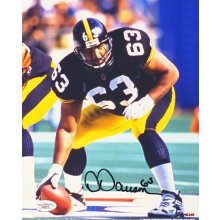 Dermontti Dawson Autographed Pittsburgh Steelers 8x10 Photo (Close-Up Stance) - JSA COA