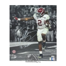 Derrick Henry 15 Heisman Autographed Alabama 16x20 Football Photo - BAS (White Ink, Light Gray Background)