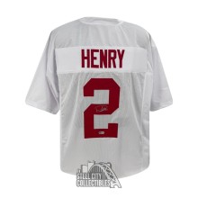 Derrick Henry Autographed Alabama Custom White Football Jersey - BAS