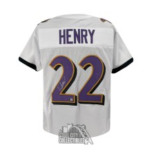 Derrick Henry Autographed Baltimore Custom White Football Jersey - BAS