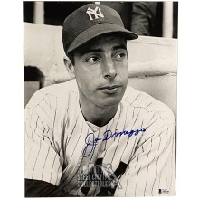 Joe DiMaggio Autographed 11x14 Photo Blue Ink (Black & White) - BAS LOA A43920