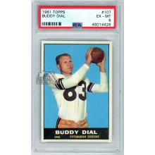 Buddy Dial 1961 Topps Football Card #107 PSA 6 EX-MT