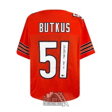 Dick Butkus Autographed Chicago Custom Orange Football Jersey - BAS
