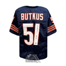Dick Butkus HOF 79 Autographed Chicago Custom Navy Football Jersey - BAS (Facing Left)