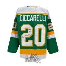 Dino Ciccarelli HOF 2010 Autographed Minnesota Custom Green Hockey Jersey - BAS